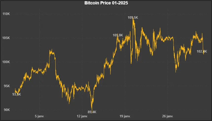 Données historiques - Bitcoin (BTC) 01-2025 Market5s